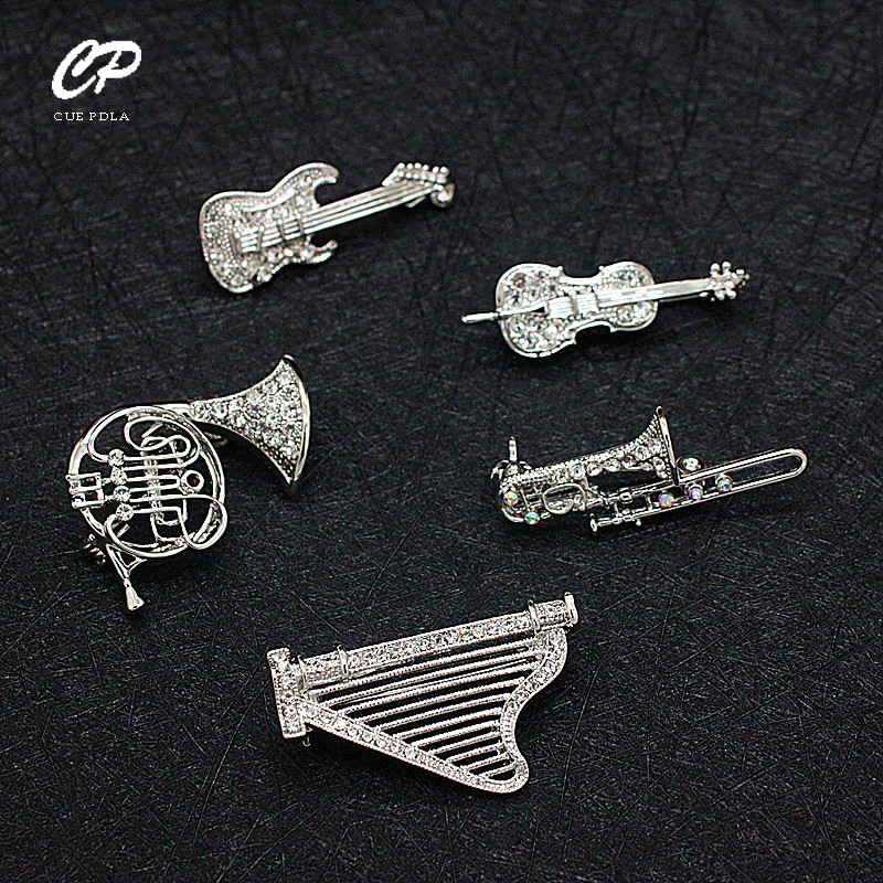 Musical Instrument Images - Afbeelding Strass Muziekinstrument Broche Broche Heren