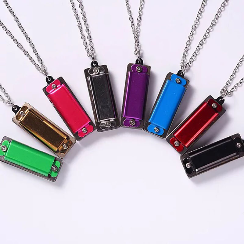 Musical Instrument Logo - Gepersonaliseerde Mini Harmonica Ketting, Aangepast Logo,