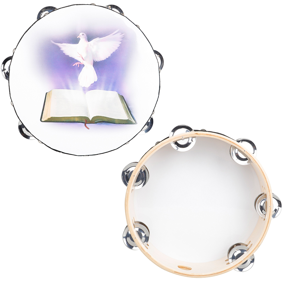 Musical Instrument Tambourine - 8 Inch Tamboerijn Vrede Duif Panel