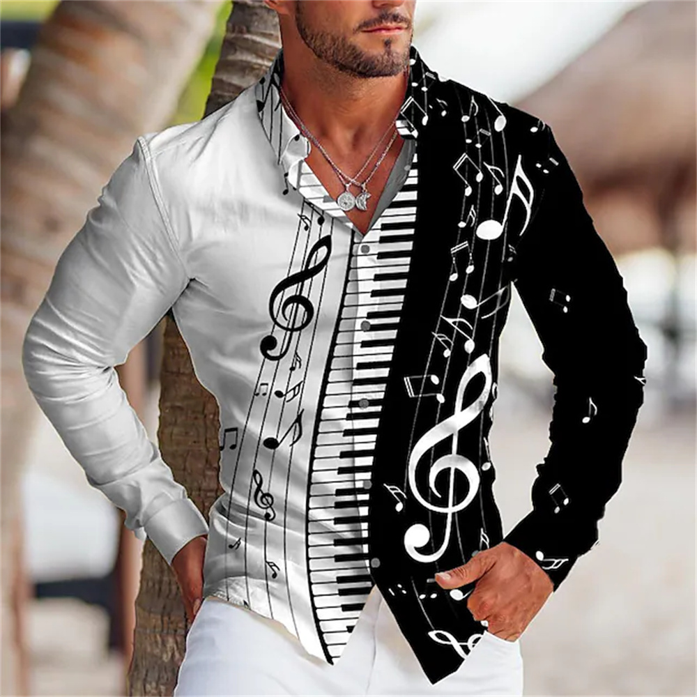 Musical Instrument Japan - Zomer herenoverhemd met lange mouwen en