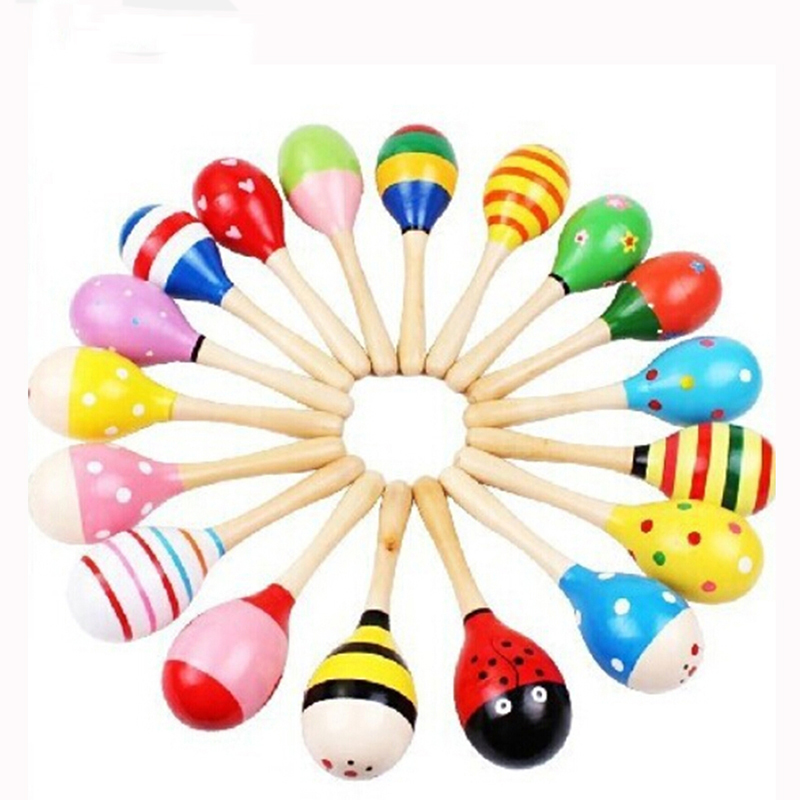 Musical Instrument Rattle - 2 Stuks Kleurrijke Houten Kleine Rammelaars