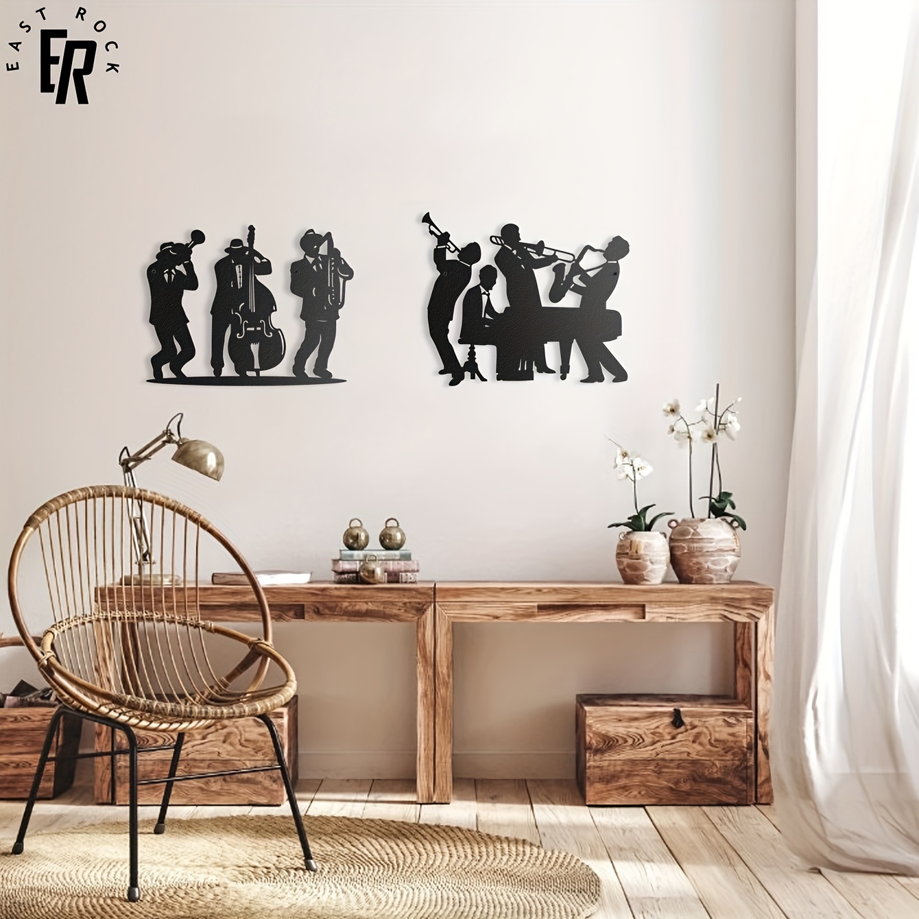 Metaal muzikant silhouet wandd - Musical Instrument Logo recensie en prijs